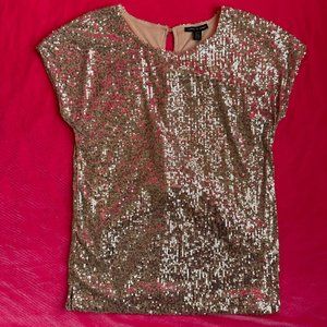 champagne sequin top by Cable & Guage sz M